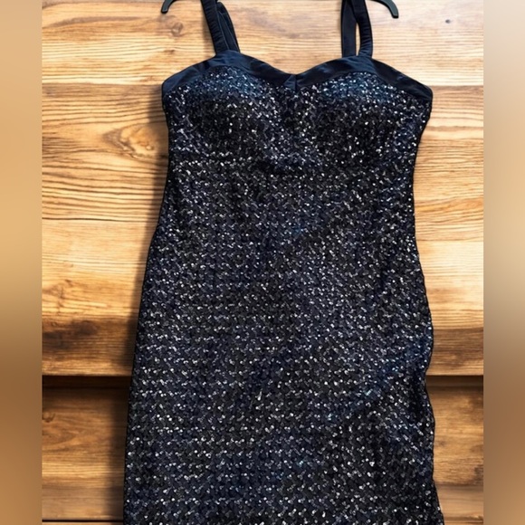 NWOT Haute Monde Black Sequin Mini Dress